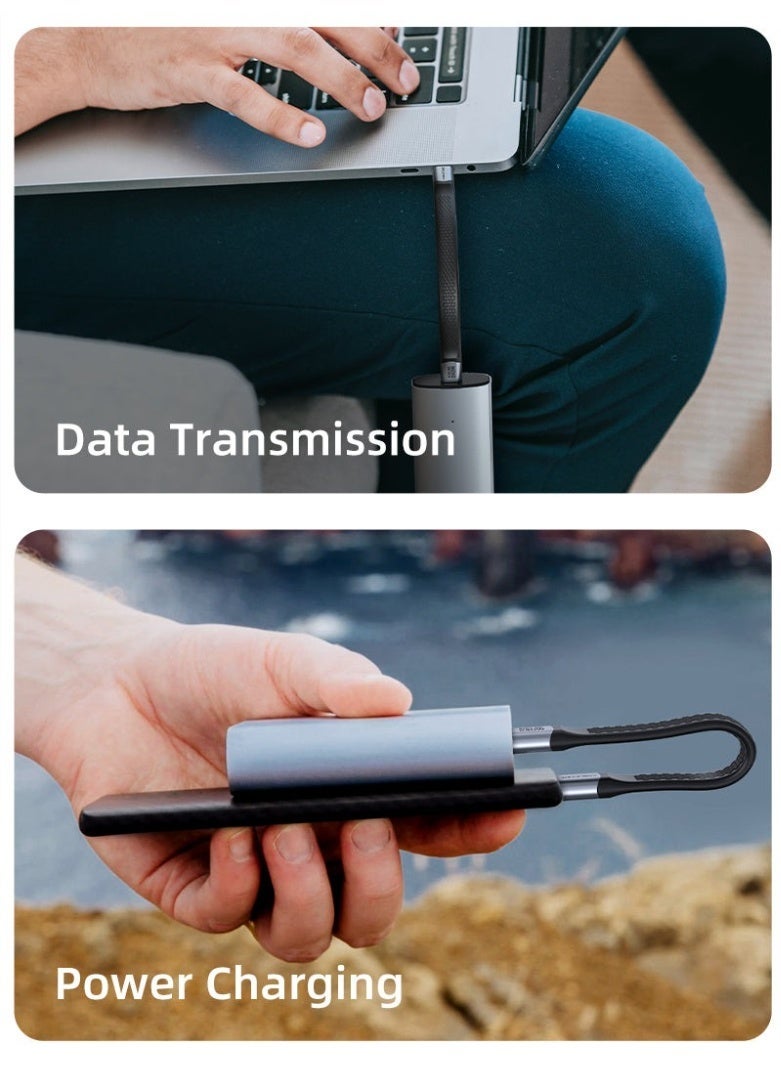 كابل تايم كابل USB 4 قصير ومسطح من النوع C بسرعة 40 جيجابت في الثانية وقدرة 240 واط ودقة 8K@60Hz | 0.13 متر - Image 3